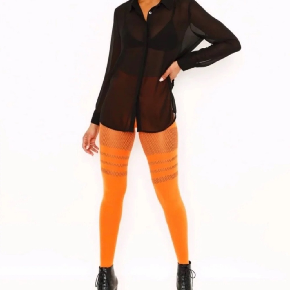 Blackmilk Halloween Orange Sporty Stripes Tights Hosiery